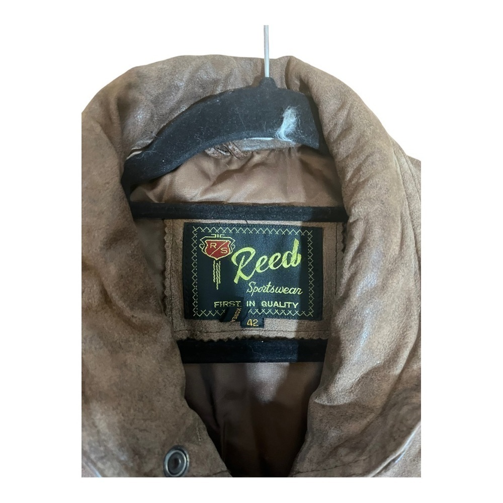 Reed sportswear Men’s vintage brown Genuine leather bomber jacket size XL - Picture 3 of 6